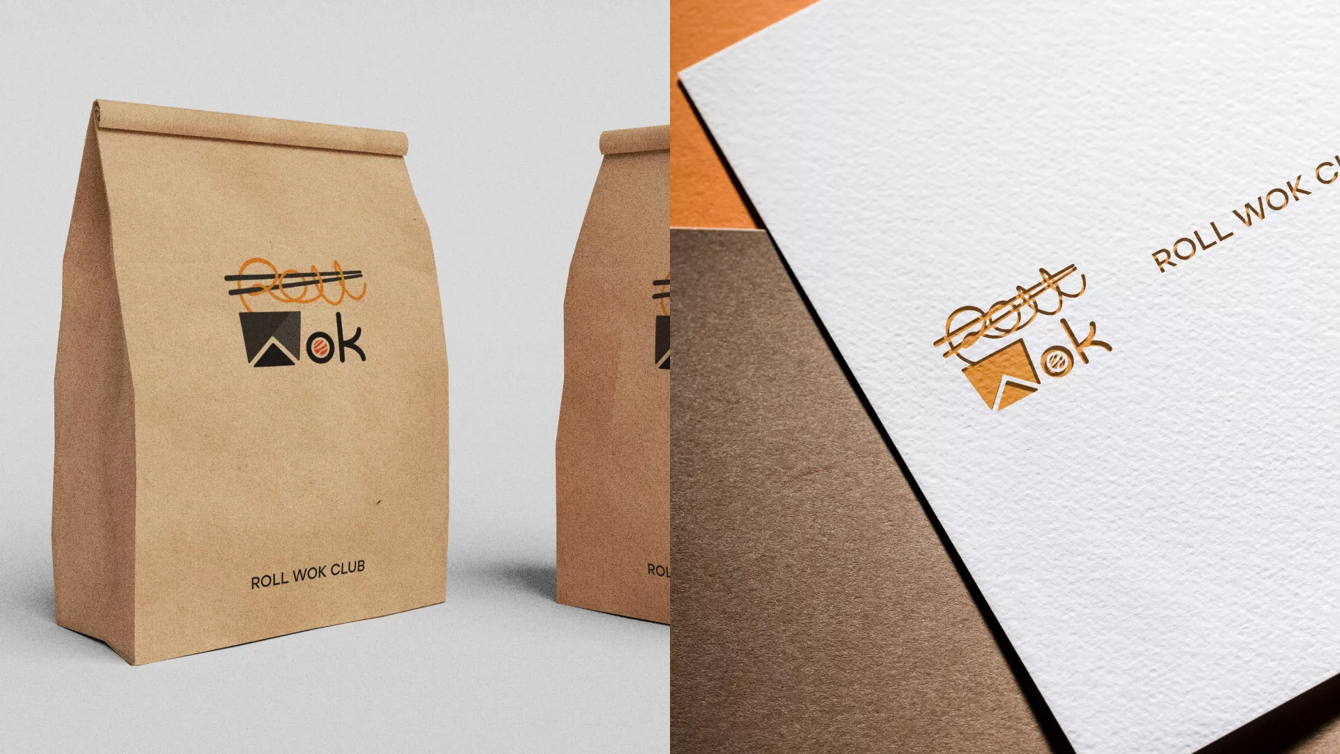 Разработка логотипа суши-бара «Roll Wok Club» в Нижних Сергах
